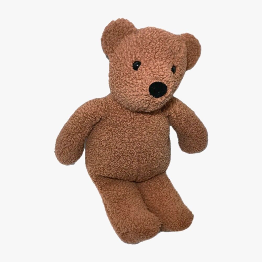 Gund 20" Vintage Brown Teddy Bear Plush Rattle Shaggy 1986 No Kinder Overalls